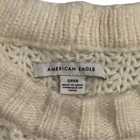 American Eagle Outfitters  Chunky Knit Drop Shoulders Oversized Crop Sweater S - Picture 3 of 16